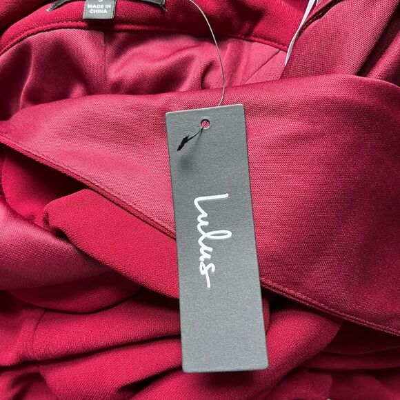 NWT Lulus Kiska Burgundy Lace Wide Leg Jumpsuit S - Picture 8 of 12